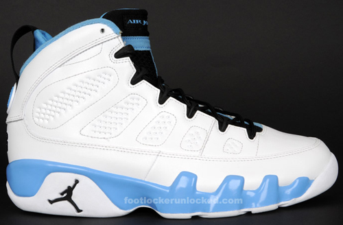 white and baby blue 9s